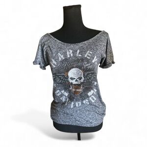 HARLEY-DAVIDSON VF Vintage Band OUTER BANKS NORTH CAROLINA Grey Skull BIKERCORE